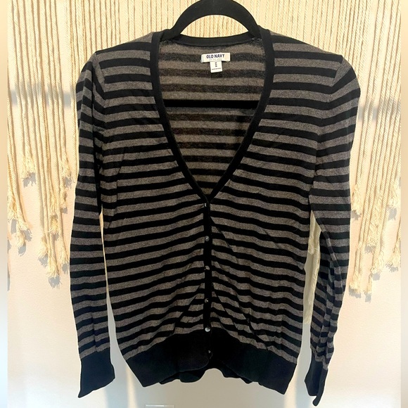Old Navy Sweaters - Y2K Old Navy Grunge Bookworm Buttoned Striped Sweater Sz M